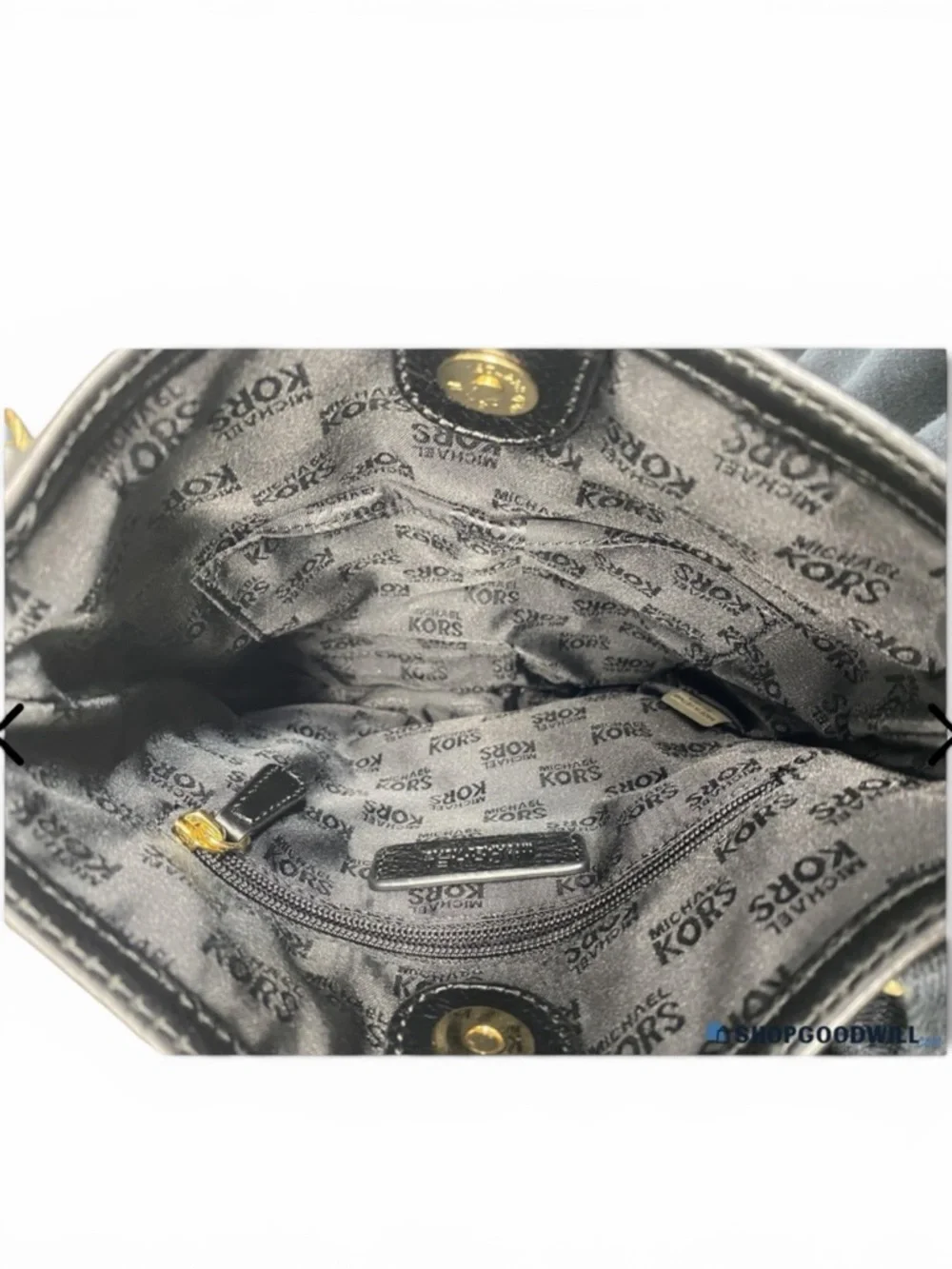 Michael Kors Black Nylon Logo Crossbody Gold Zip